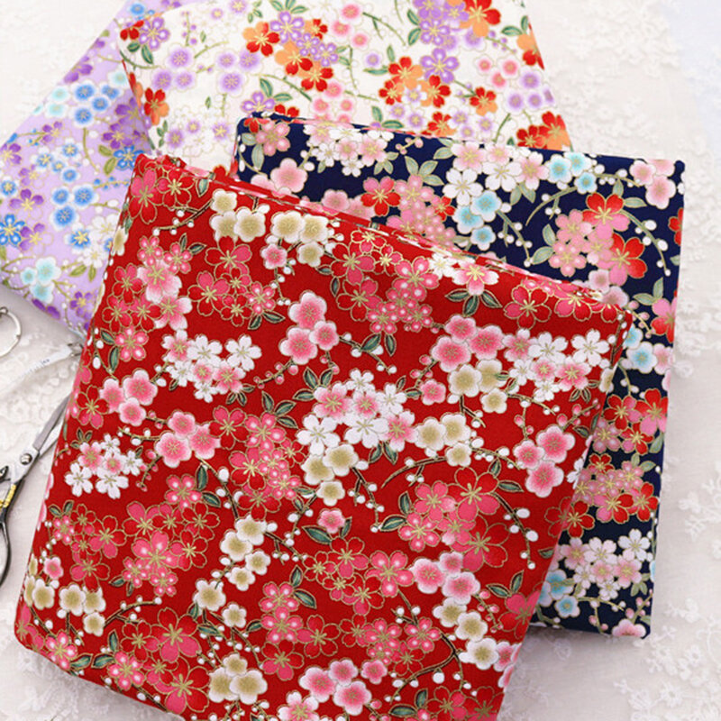 Tela de algodón de bronce japonés Multicolor para Kimono, tela de retales DIY, materiales de costura para muñecas y bolsos