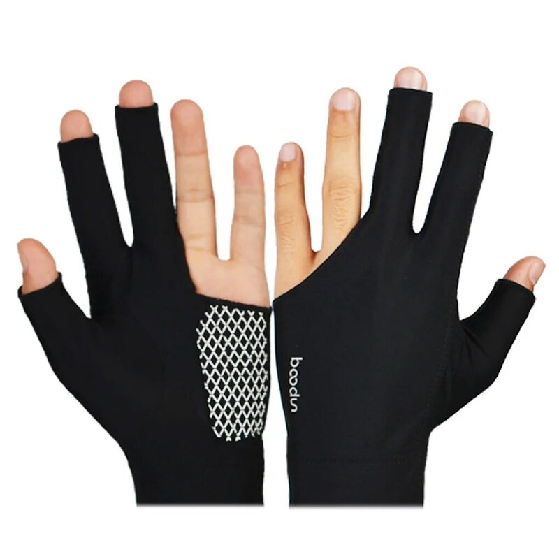 BOODUN-guantes de LICRA antideslizantes para billar, manoplas deportivas transpirables, suaves, antideslizantes, 3 dedos