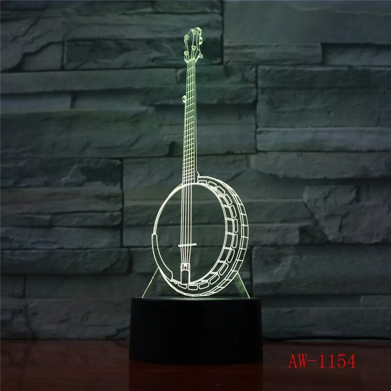 3D Led 7 Kleuren Veranderen Kids Geschenken Creatieve Nachtlampje Banjo Modellering Bureaulamp Muziekinstrumenten Home Decor Light 1154