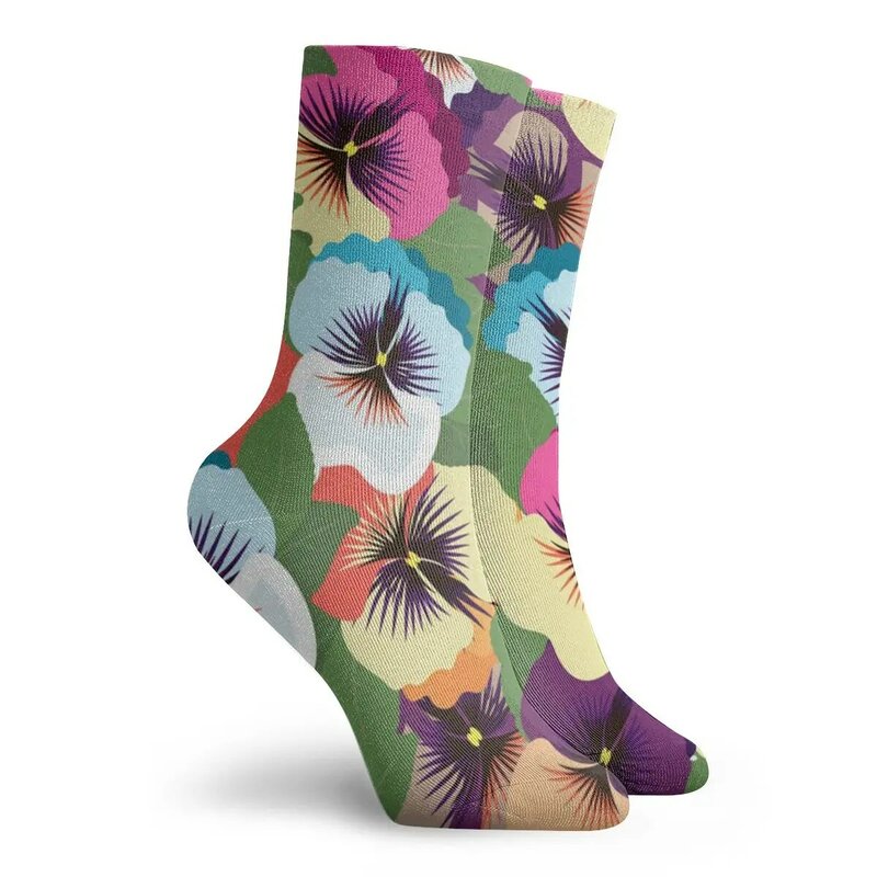 Noisydesigns moda kawaii meias estampa floral pansy flores tornozelo curto meias para senhora meninas verão primavera novo