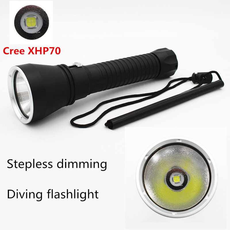 Linterna de buceo impermeable XHP70, Luz LED blanca/chill, subacuática, fotografía de buceo, linterna de pesca submarina + 2x22650 + cargador