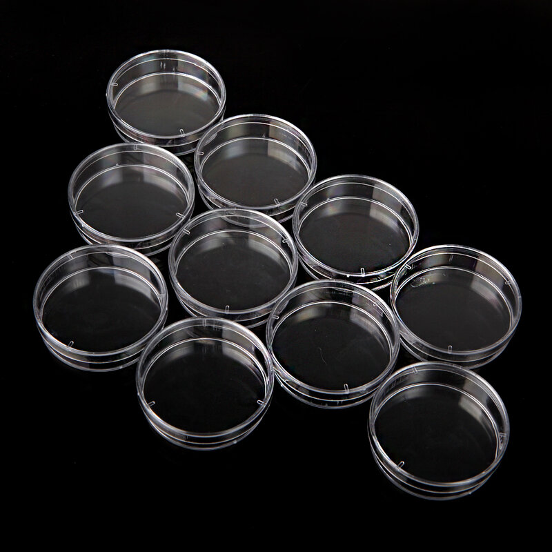 10Pcs Sterile Plastic Petri Dishes Lab Cell Tissue Culture Dish & Lid 55 x15mm Q6PA