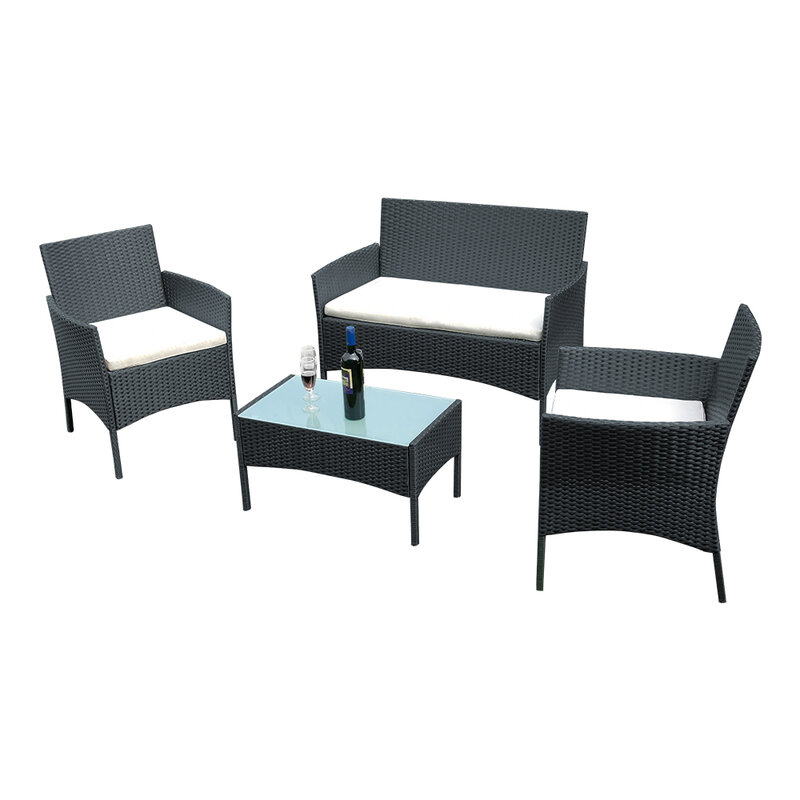 Uk stock Rattan Sofa Chair Table Set of 4 Wicker Garden Furniture Lounge Coffee Table Rattan Sofa Chair Ship to EU