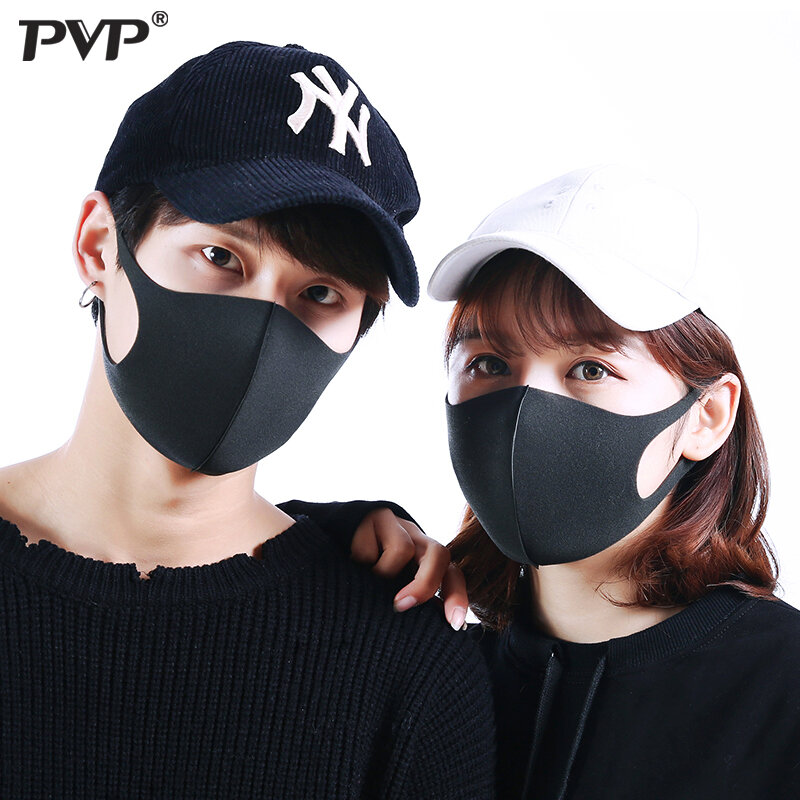 PVP 3Pcs multiple sets of dust and dust respirator PM2.5 respirator Black Bilayer Sponge Mouth Mask Mouth-muffle Wind Proof Mask