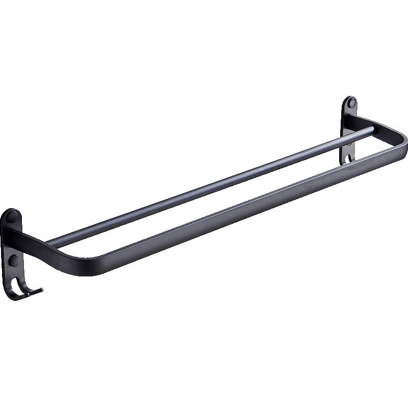 Towel Holder Bathroom Accessories Wall Mounted Black Rack Single Double Bar With Hook Space Aluminum Fashion Hanger
