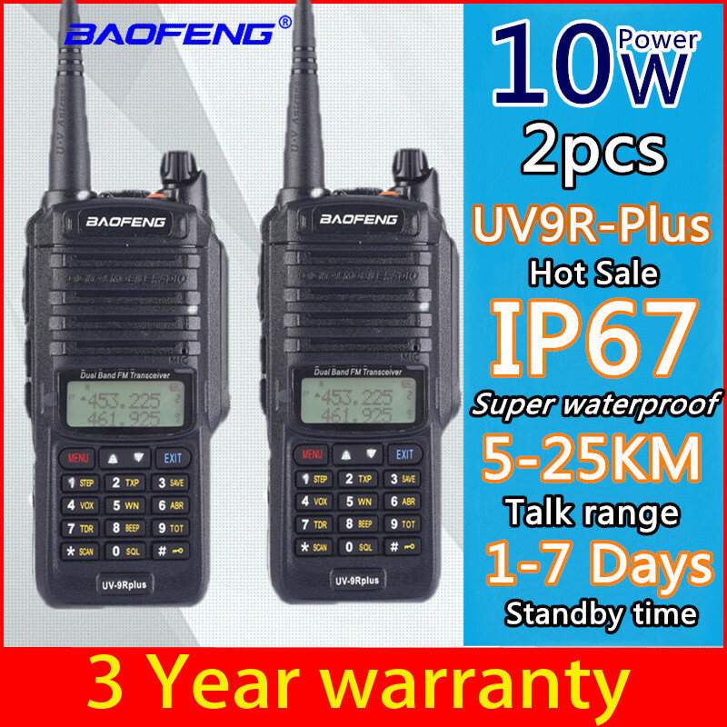 2pcs Baofeng 10w UV-9R P high-power walkie-talkie for two-way radio 10km 4800mah UV 9R plus upgrade waterproof IP67 walkie-talke