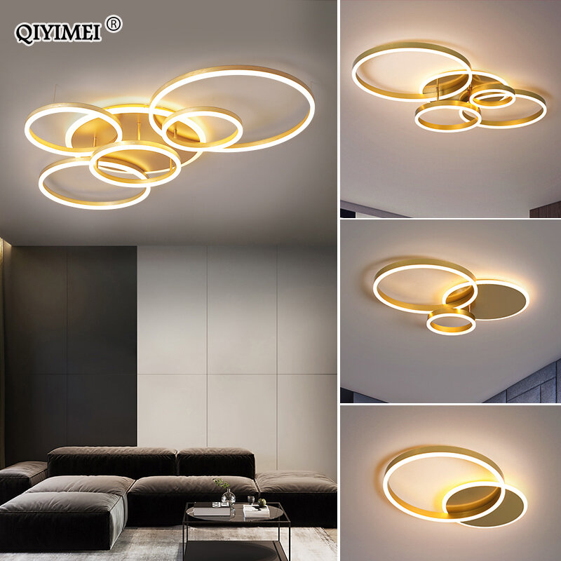 Lámpara de araña LED moderna para sala de estar, luces de estudio, lámparas de interior, Lustres de vestíbulo de salón, luminaria, oro blanco