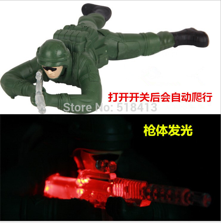 Grand jouet électrique d'escalade avec lumière et son, modèle militaire, soldat rampant, produit fini, batterie, 2021
