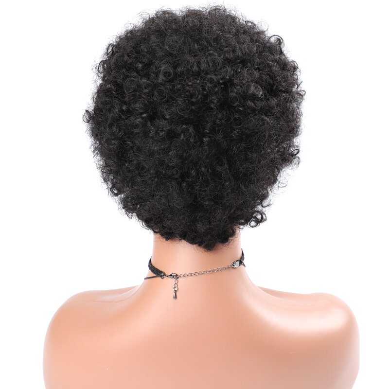 Pelucas de cabello humano rizado corto para mujeres negras, peluca rizada Afro, cabello Natural de color