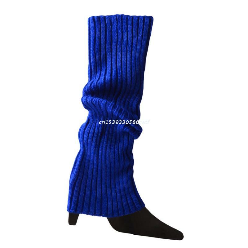 Women 80s Fluorescent Neon Colored Knit Leg Warmers Ribbed Crochet Bright Footless Socks Stockings Halloween Dance Dropship