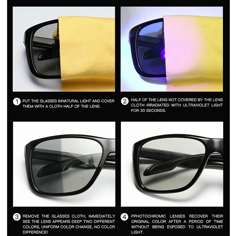 Occhiali da sole fotocromatici uomo Polarized Driving Chameleon occhiali da sole uomo Retro Brand Square Day Night Vision Driver's Eyewear