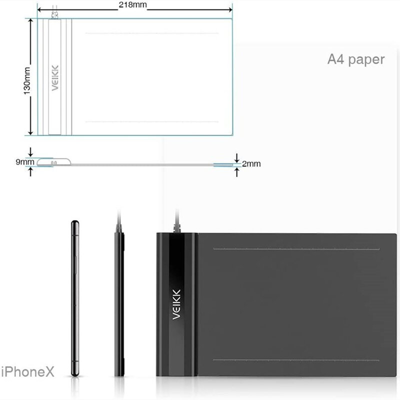 Tablet graficzny VEIKK S640 Tablet graficzny do rysowania Tablet graficzny ultra-cienki 6x 4 Cal Tablet z 8192 poziomami pasywny długopis bez baterii