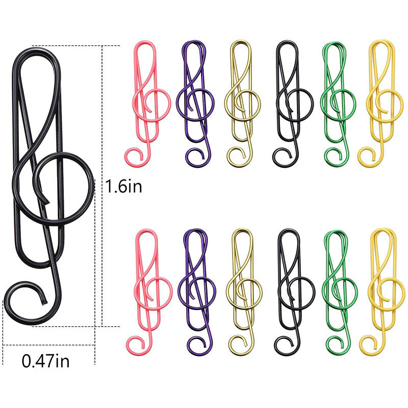 12pcs Paper Clips Durable Rustproof, Music Shape Paper Clips for Bookmark Office School Document Organizing Notebook Agenda