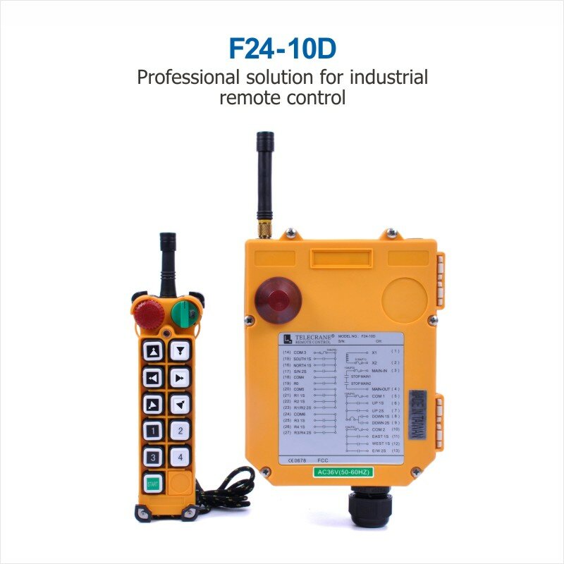 Telecrane-産業用クレーンラジオ,F24-10D f24 10d f2410d 10,デュアルスピード押しボタン,緊急リモコン