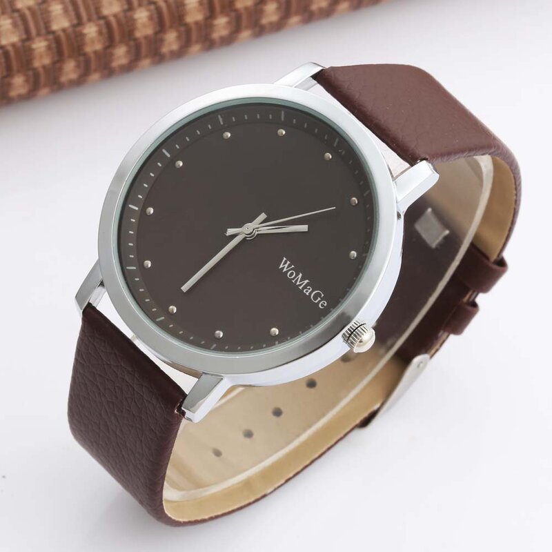 Reloj de pulsera de cuarzo con correa de cuero para hombre y mujer, cronógrafo informal a la moda, Unisex