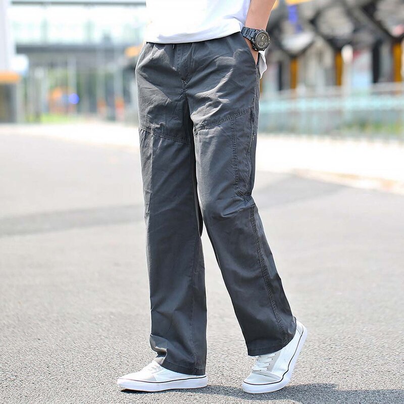 Calça folgada, plus size, 6xl, masculina, cargo, perna larga, militar, tática, de alta qualidade, casual, streetwear 6xl