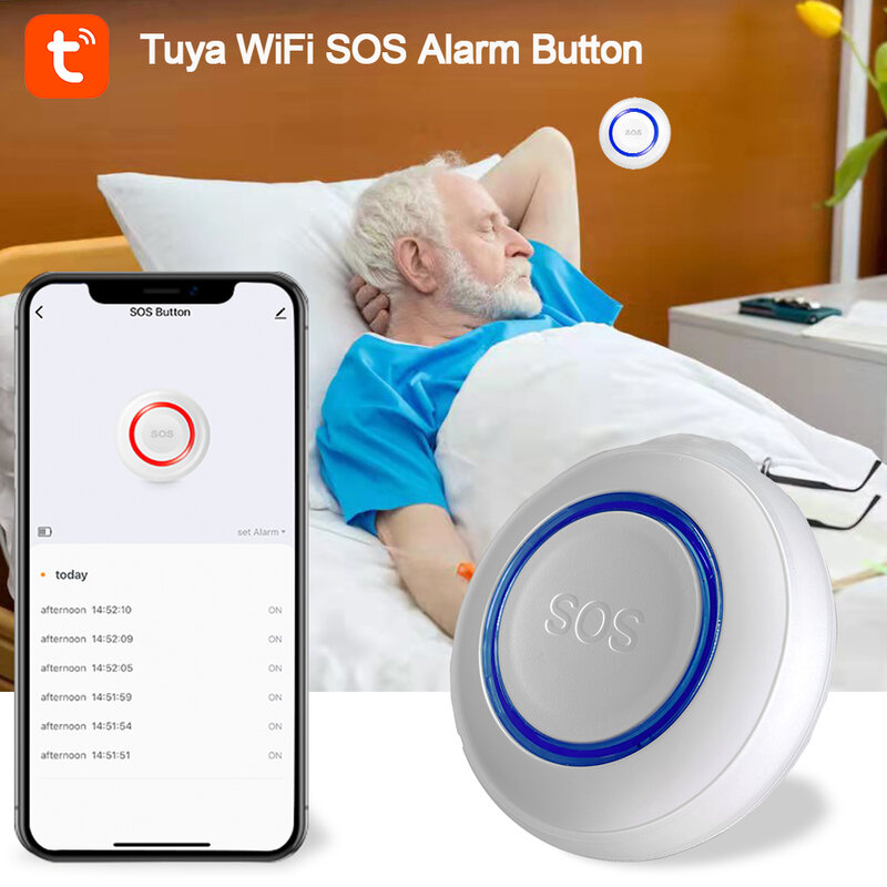 Tuya WiFi SOS pulsante di allarme batteria ricaricabile anziani emergenza pulsante antipanico vecchio autodifesa personale Smart Life App Push