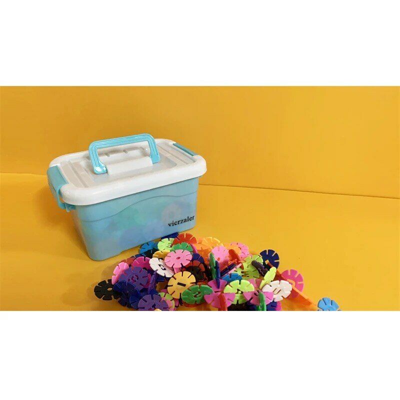 vicrzaler Plastic Snowflake Blocks Interconnect Construction & Construction Toys 3D Kids Kindergarten Puzzle Baby Play Toy