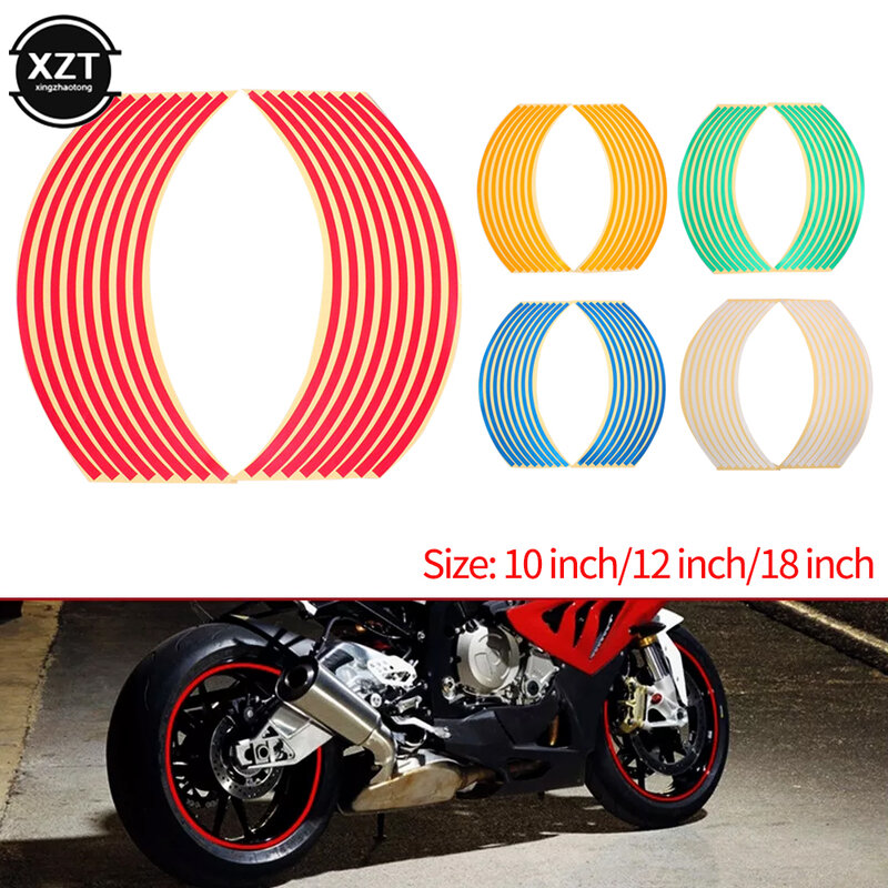 12 Inch Hot Koop Tape Bike Motorcycle Stickers Wiel Sticker Reflecterende Rim Streep Voor Honda Voor Kawasaki Z750 Z800