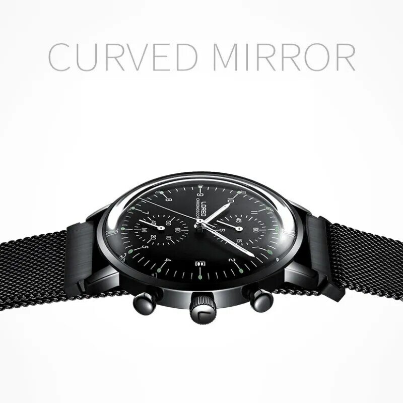 Wysokiej jakości sportowe kwarcowy zegarek mężczyźni luksusowej marki LOREO zegarki męskie 2019 kalendarz Sapphire Luminous Mesh stal stalowy pasek