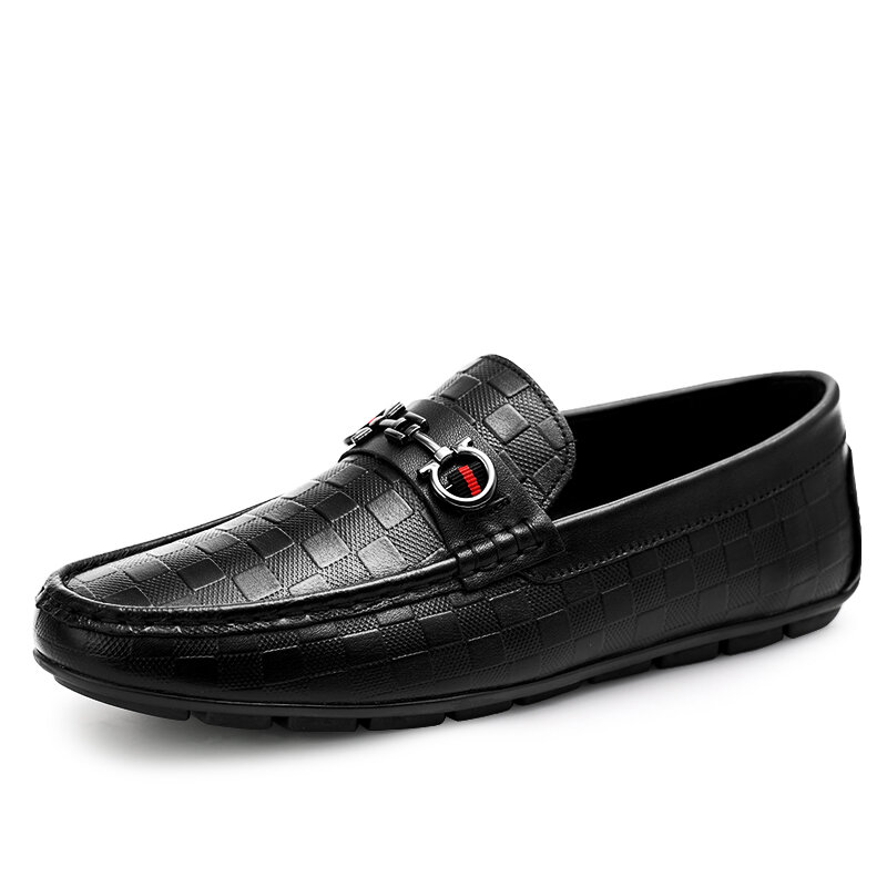Chaussures en cuir pour hommes, chaussures décontractées en cuir souple à semelle souple, chaussures à pois légères et respirantes, chaussures de conduite pour papa