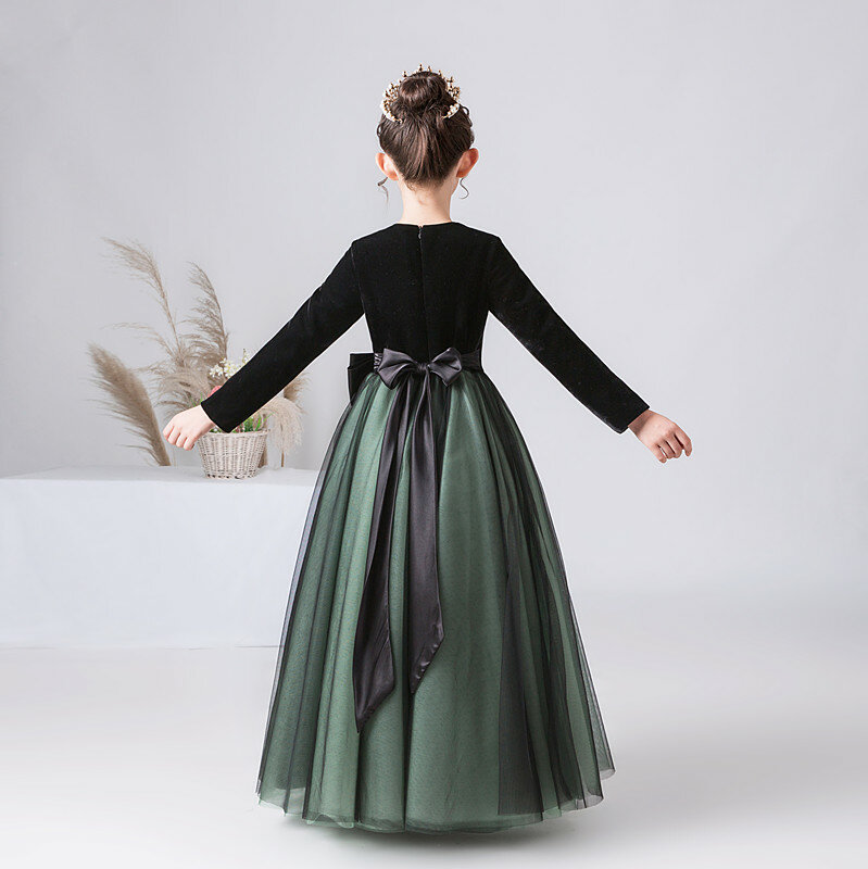 Dideytax-チュールの女の子のための長袖プリンセスドレス,誕生日パーティーのためのエレガントなベルベットの服,2023