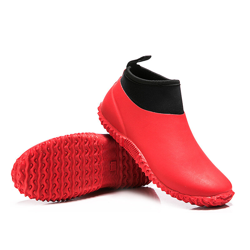 Botas de lluvia ligeras para mujer, zapatos de goma antideslizantes, cálidos, a la moda, impermeables, bajo nivel de agua