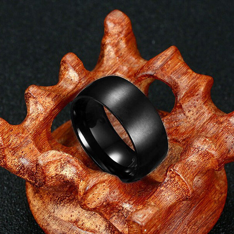 Anéis de titânio para homens Joia preta legal, noivado de casamento masculino, 8mm, 100%