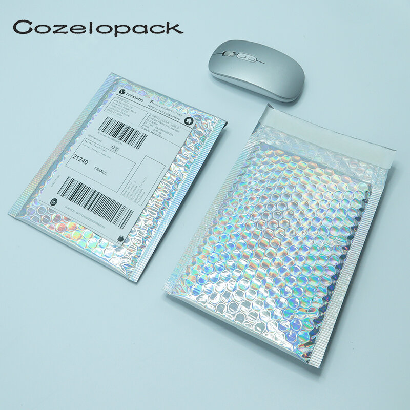 10 Teile/paket Metallic Gepolsterte Umschläge Blase Mailer Laser Verpackung Selbstklebende Kurier Tasche für Geschenk Gepolstert Versand Umschläge