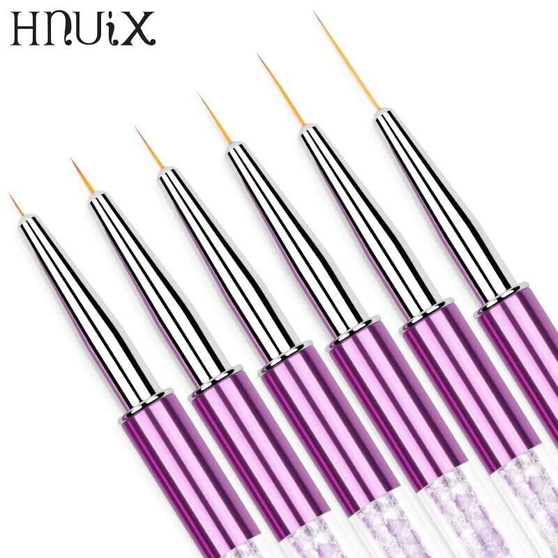HNUIX-Pinceaux de peinture en cristal acrylique pour Nail Art, stylo à dessin fin, outils de manucure, gel UV, 5-20mm