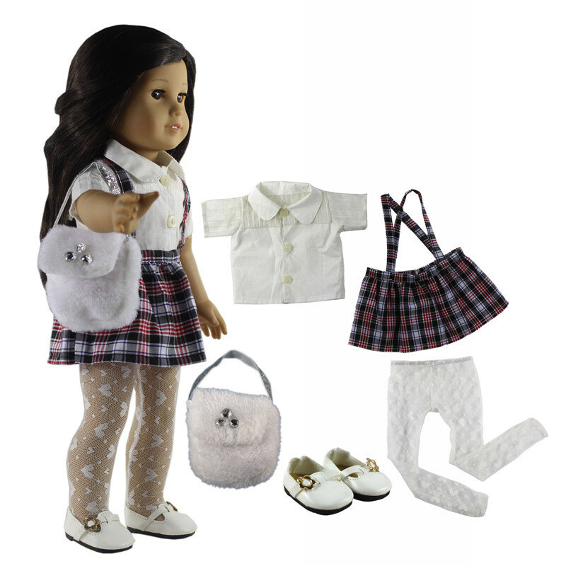 1 Set Pakaian Boneka untuk 18 ''Boneka Amerika Buatan Tangan Pakaian Siswa Cantik X24