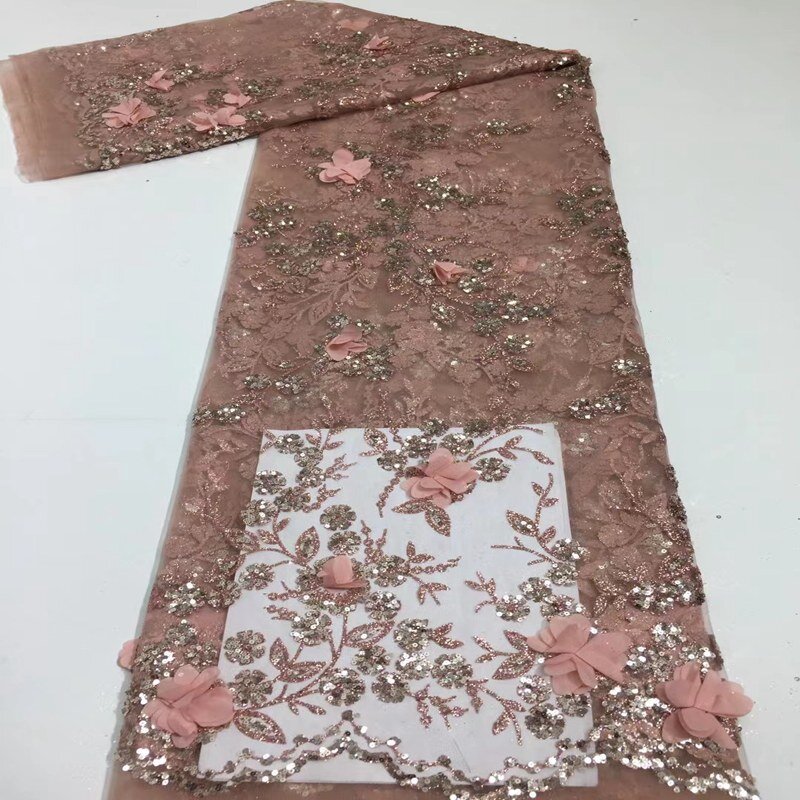 Moda francês lantejoulas tecido de alta qualidade bordado africano rendas líquidas nigeriano 3d tule tecido ts9431