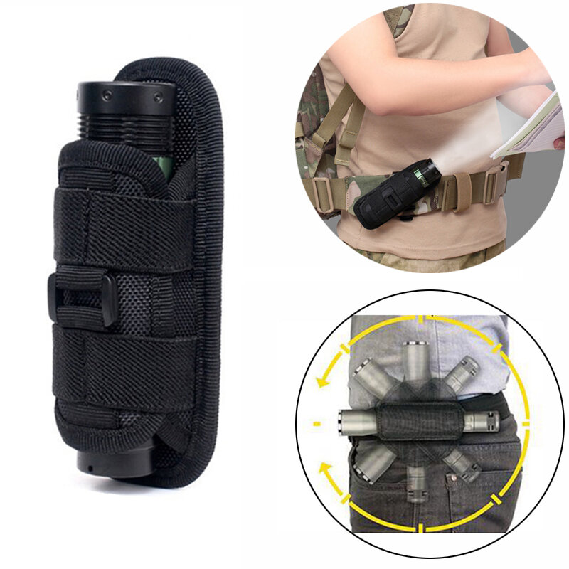 Custodia tattica in Nylon per supporto per fondina per cintura torcia per cintura da caccia custodia per torcia tasca morbida a 360 gradi