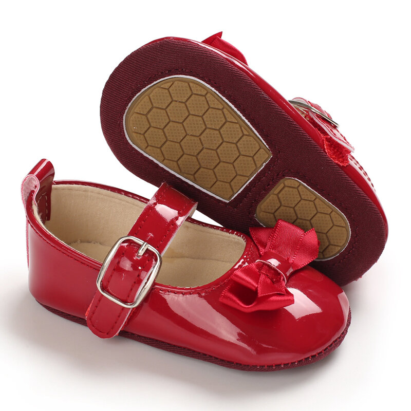 Bayi Musim Semi dan Musim Gugur Gaya Indah Busur Warna Solid Lembut Sol Sepatu Putri 0-18 Bulan Bayi Baru Lahir Kasual Sepatu Jalan