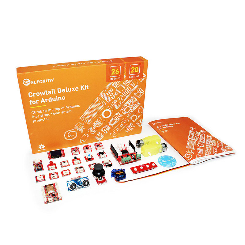 Elecrow DIY Programable Education Learning Kit Crowtail Deluxe Kit for Arduino with 20 Module Sensors for Educational Learners