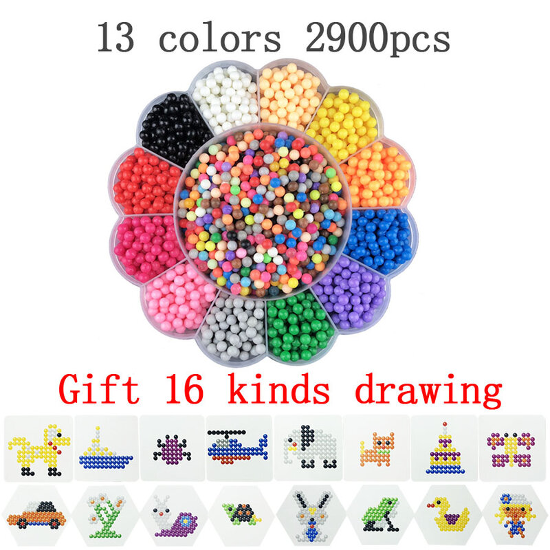 Perlen Magic Hama Beads puzle para niños, juegos de bolas con pulverizador de agua, juguetes Perler hechos a mano, 24 colores