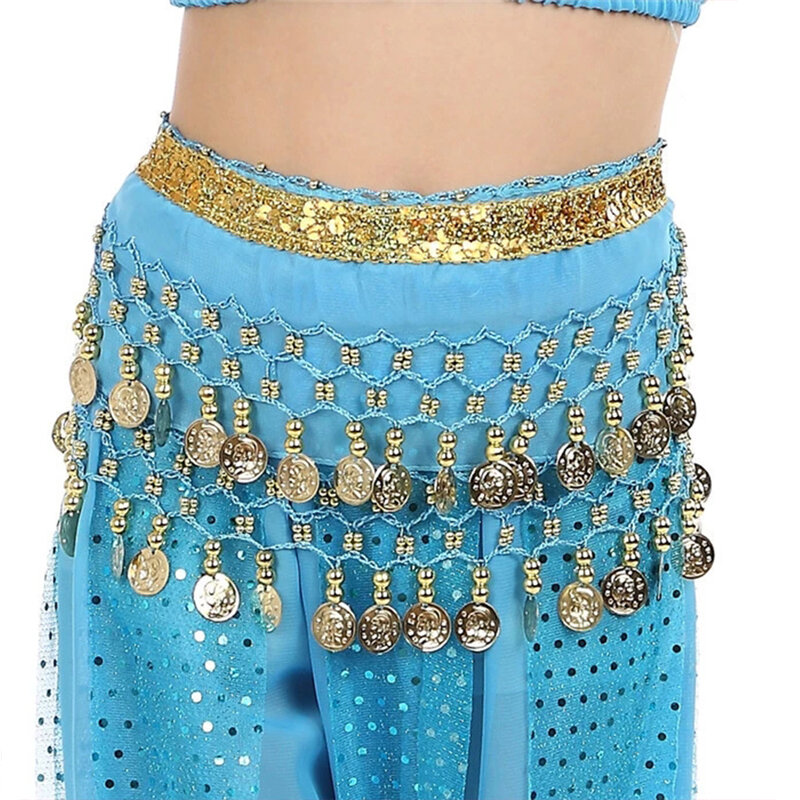 Metal Coins Child Waist Chain Hip Scarf Child Belly Dance Indian Dance Belt For Kids Dacning Waist Belt Chain