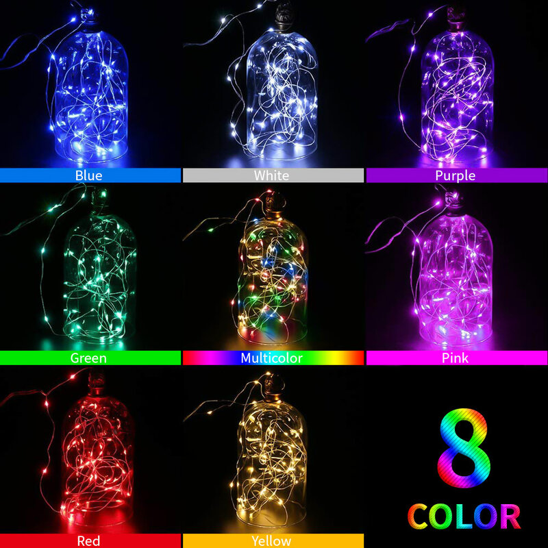 Diy fio de prata led luzes da corda de fadas guirlanda luzes de natal decorações para casa decoração do casamento navidad ano novo 2022