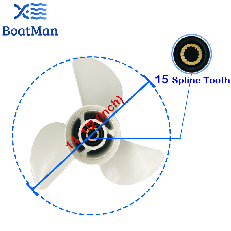 Boat Propeller For Yamaha Outboard Motor 150-300HP 14 1/2x17 Aluminum 15 Tooth Spline Engine Part
