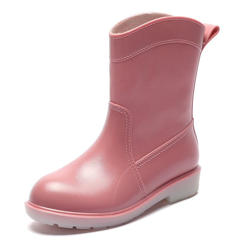 Nette Rosa Frauen Regen Stiefel 2022 Mode Im Freien Wasserdichte Beiläufige Frauen Boot Komfort Slip auf Küche Arbeit Stiefel Botas Agua mujer