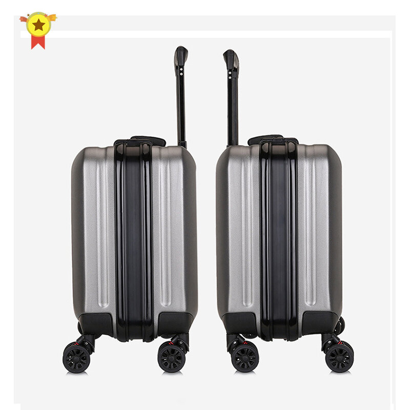 Spinner mala de viagem para meninas e homens, 18 polegadas, 100%, mala de viagem, carrinho feminino, caixa para malas