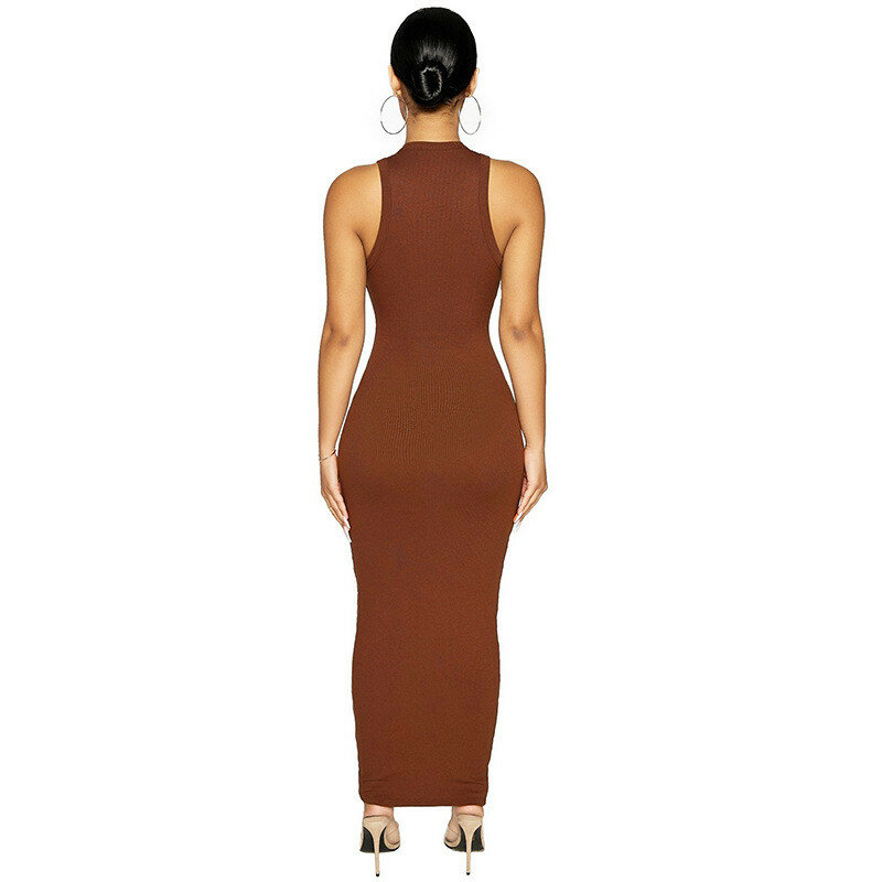 CNYISHE-Vestido maxi de malha com nervuras femininas, vestido longo, gola redonda, vestidos apertados, vestido de verão, preto, sexy, festa, outono, 2021