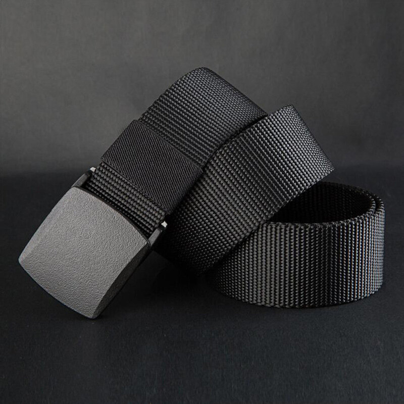 Cinturón de moda para hombre, hebilla de plástico sin Metal, cinturones de lona para exteriores, cinturón de Jeans informal, cinturón transpirable resistente al desgaste