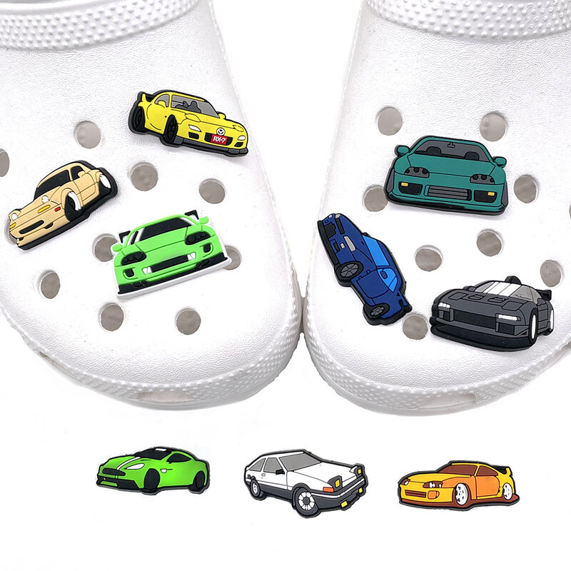 Hot 1Pcs Klassieke Sportwagen Pvc Schoen Charmes Diy Auto Schoen Aceessories Fit Croc Sandalen Decoraties Gesp Unisex Kids geschenken Jibz