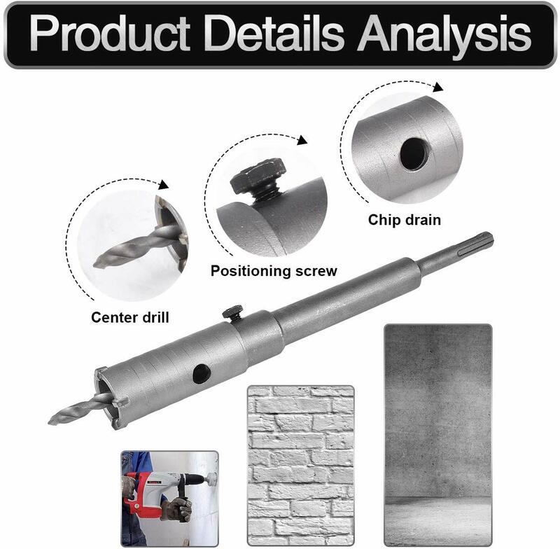 SDS PLUS-30-125mm Core Drill Bit, Hex TCT tijolo de alvenaria concreta, Piloto Hole Cutter, tijolo Cimento Tubo De Parede, Pedra