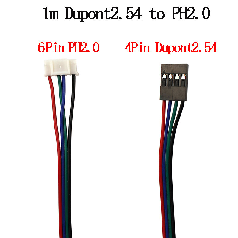 4 sztuk/partia 1M/2M DuPont linia dwufazowy 100cm/200cm XH2.54 4pin do 6pin Terminal złącze silnika kabel dla Nema 42 silnik krokowy