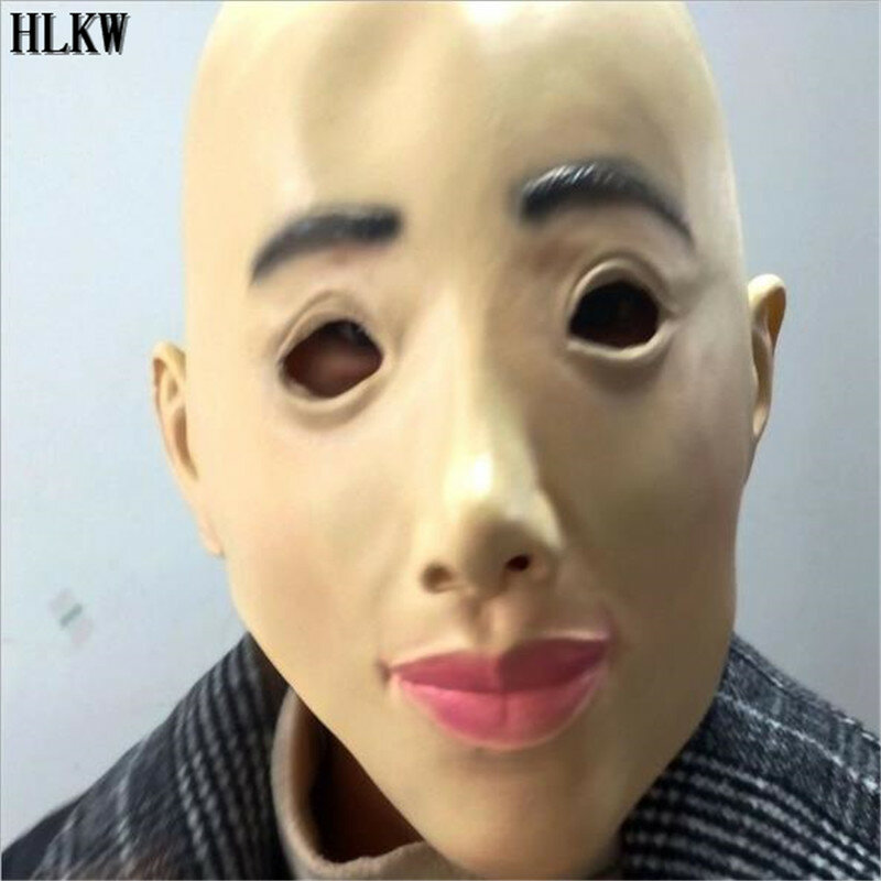 Realistis Perempuan Masker Seksi Lateks Topeng Halloween Cukup Wajah Malaikat Cosplay Pria untuk Wanita untuk Tukar Pakaian Waria Shemale
