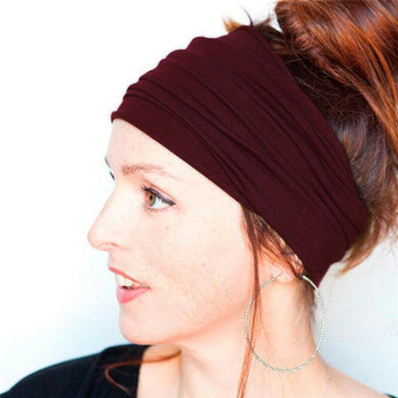 Mulheres bandana boêmio esportes corrida bandagem elástica menina larga bandana impressão larga headwrap headband senhoras