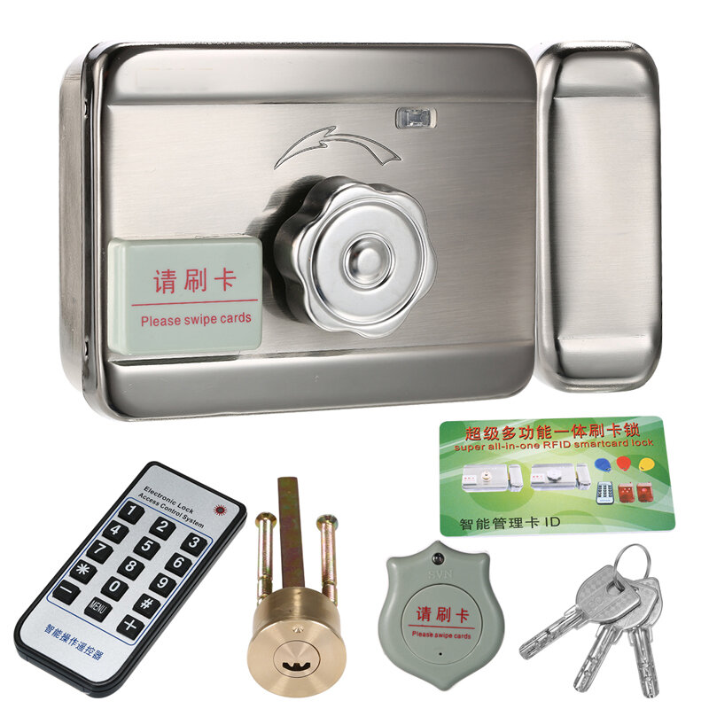 5 etiquetas gratis puerta & puerta bloqueo Castillo Control de acceso electrónico integrado RFID puerta Rim bloqueo RFID lector para intercomunicador