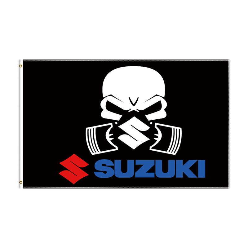 Bendera Mobil Balap Hitam Biru Suzuki GSX 90X150Cm untuk Promosi